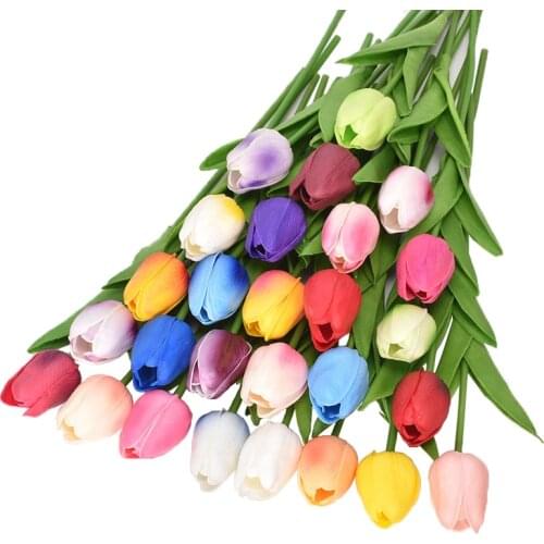 10pcs/set Fake Tulip Artificial Flowers Real Touch Wedding Decorations Plastic Flowers Home decorative realistic flowers