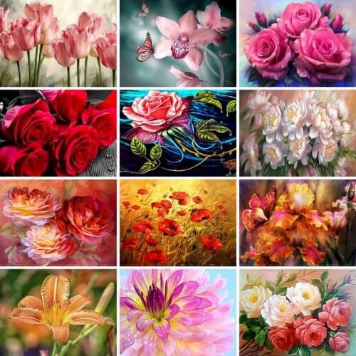 GATYZTORY Cross Stitch Embroidery Flower Cotton Thread Painting Home Decoration DIY Needlework Kits