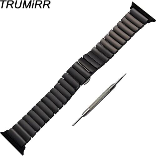 Ceramic Watchband +Tool for 38mm 42mm iWatch Apple Watch Series 1 2 Replacement Band Steel Butterfly Buckle Strap Wrist Bracelet