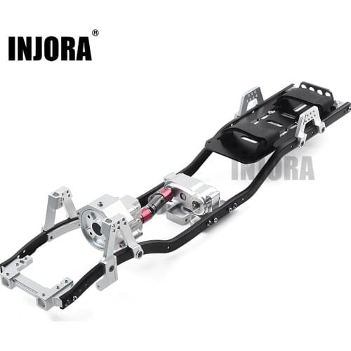 INJORA 313mm 12.3" Wheelbase Prefixal Gearbox Metal Chassis Frame for 1/10 RC Crawler Car Axial SCX10 & SCX10 II 90046