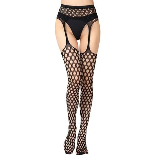 Fashion Women Suspender Pantyhose Sexy Tights Plus Size Female Fishnet Elastic Nylon Lingerie Polka Dot Stockings S1141