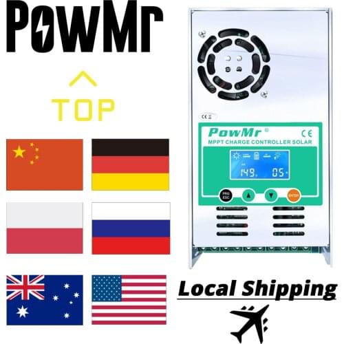 PowMr MPPT 60A Solar Charge and Discharge Controller 12V 24V 36V 48V for Max 190V PV Input LCD Lead Acid Lithium Battery MPPT