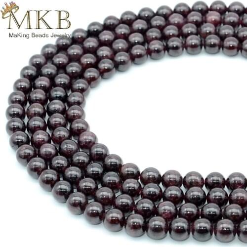 Genuine Red Garnet Natural Stone Round Beads For Jewelry Making 4 6 8 10 12mm Gem Loose Beads Diy Bracelet Necklace Wholesale