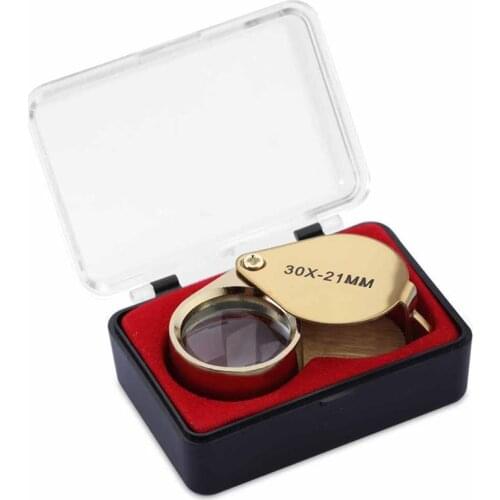 30X Magnifier Jewelers Gold Eye Tool Jewellery Folding Loupe Glass Lens Magnifying Triplet Glass For Jewelry Diamond 30x21mm