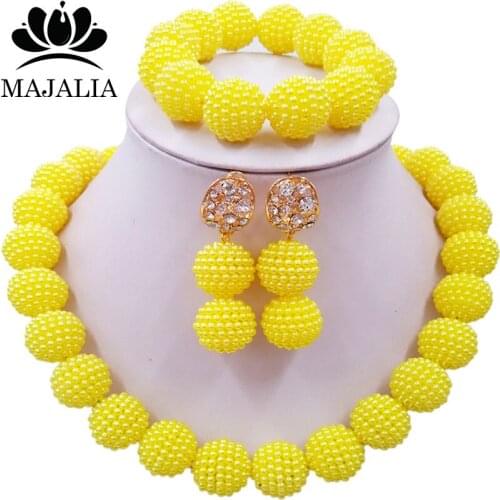 Majalia Classic Nigerian Wedding African Jewelery Set Yellow Crystal Necklace Bride Jewelry Sets 1ZZ0016