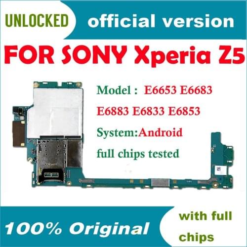 Motherboard for Sony Xperia Z5 E6653 E6683 E6883 E6833 E6853 with Chips Original unlocked Mainboard Good Working Free Shipping