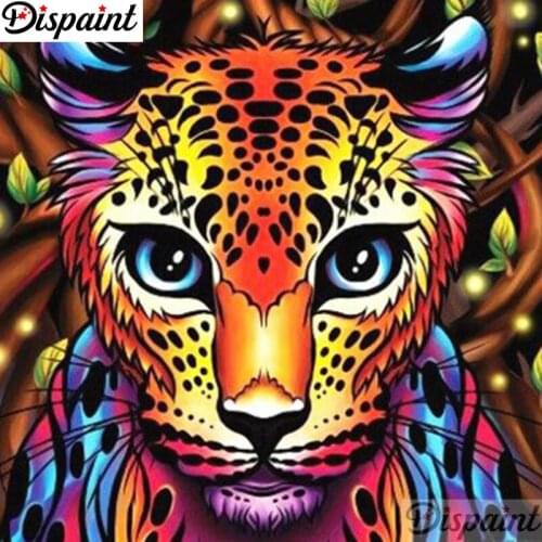 Dispaint 5D DIY Diamond Embroidery Full Display "Colored leopard" Diamond Painting Square/Round Rhinestones Decor Art A26247