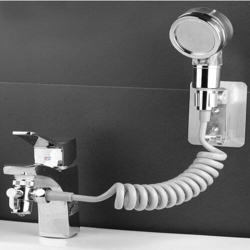 4PCS Hand Shower Faucet Set T-Adapter Construction Shower Faucet Nozzle Bathroom Supplies Quick Connect Sink Hose Sprayer Set