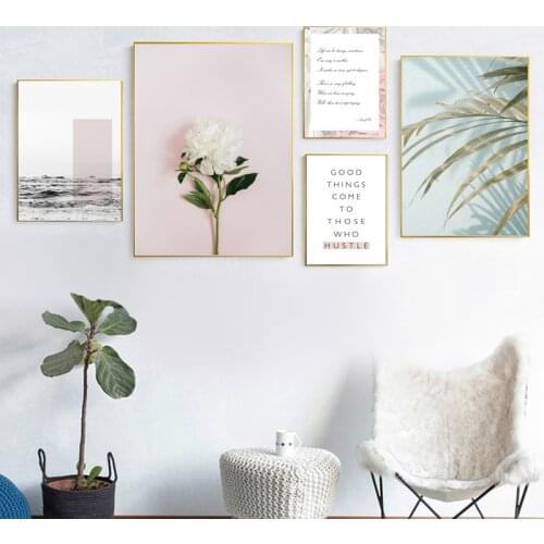 White Flower Leaf Motivational Quotes Wall Art Canvas Painting Nordic Posters And Print Wall Pictures For Living Room Home Decor