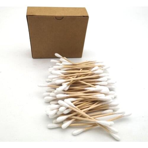 Natutal Bamboo Cotton Swab Wood Sticks Disposable Buds Cotton For Beauty Makeup Nose Ears Cleaning