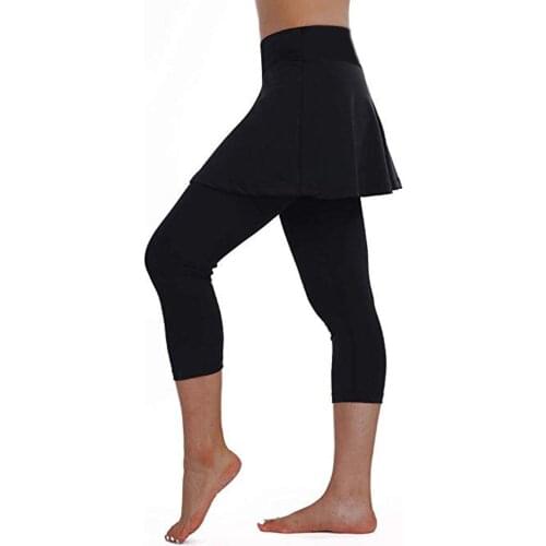 Solid Elastic Waist Yoga Pants Womens Casual Skirt Leggings Tennis Pants Sports Fitness Tights Pants Спортивный Костюм #T3P