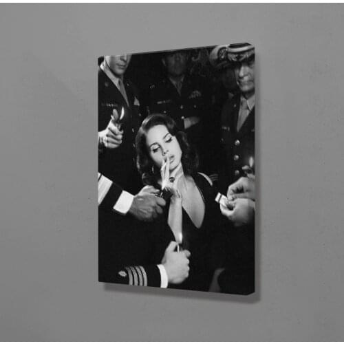 Lana del rey poster black and white Painting wall Art Framed Wooden Frame Canvas Living room home study dorm decoration prints