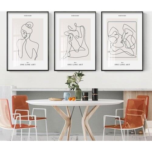 3 Pieces Abstract Woman Canvas Poster Landscape Wall Art Painting Print Poster Modern Wall Picture Living Room Home Decor