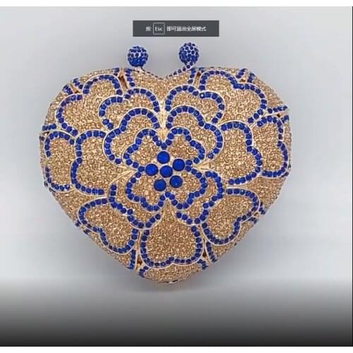 Luxury Diamond Gold Color Evening Clutch Crystal Bag Wedding Party Womens Evening Purse 100% Handmade Crystal Ladies Purses