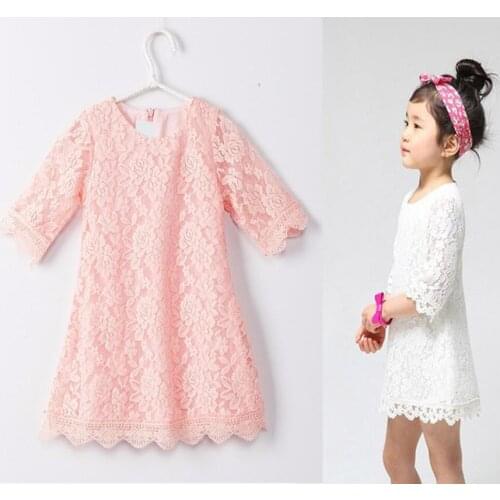 Cute Lace Princess Baby Girls Dress Summer Spring Autumn Princess White Pink Children Girl Kids Infant Tutu Dresses 1 2 3 4 5yrs