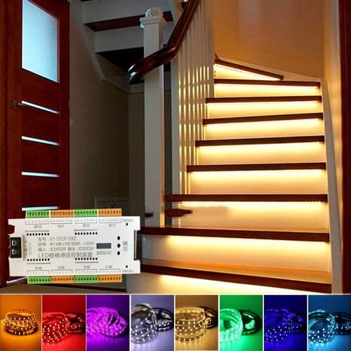DC 12V 24V 32 Channel Dimming Stair LED Motion Sensor Light Strip Indoor Step Night light Flexible LED Strip light for Stair DIY