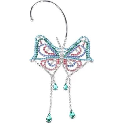 TIMEONLY Delicate Shinning Rhinestones Butterfly Dangle Earrings Multi Color Crystal Charms Earring for Women Femme Jewelry