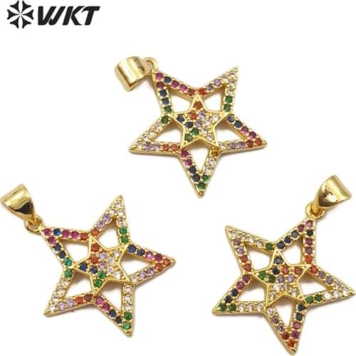 WT-MP124 WKT Exquisite Colorful Star Shape Cubic Zirconia Pendant Women Fashion Necklace Pendant Jewelry
