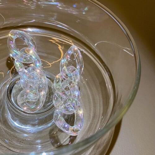 YAOLOGE 2021 For Women Fluorescent Chain Acrylic Drop Earrings Trendy Alloy Ear Accessories Girls Fashion Party Jewelry Gift