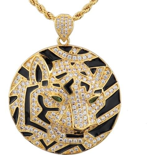 Hip hop Jewelry fashion charm Classic high quality tiger head copper zircon rock style dance party gift Europe Dubai African