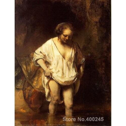 A Woman Bathing in a Stream Rembrandt van Rijn painting for sale Art Portrait Hand painted High quality