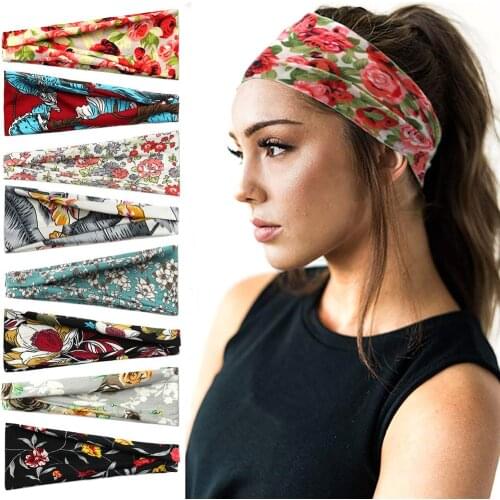 Women Headband Print Wide Turban Twist Knitted Cotton Sport Yoga Hairband Twisted Knotted Headwrap Hair Accessories Bandanas