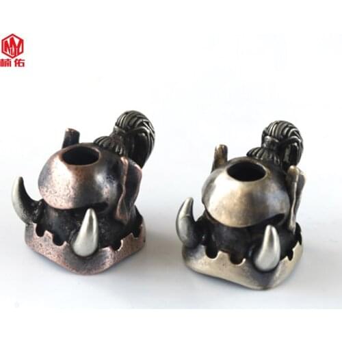 1PC EDC Paracord Beads Half Orc Retro Brass Copper Lanyard Pendants Knife Beads Umbrella Rope Cord Necklace Bracelet Beads