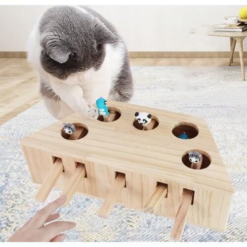 1 pcs Wood Cat Hit Gophers toys Interactive Catch Mouse Game Machine Tease Cat Toys Pet Interactive Puzzle Supplies