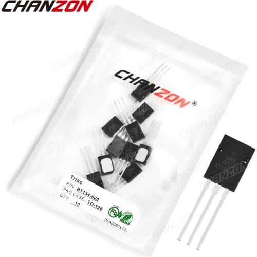 10Pcs BT134-600 TO-126 BT134 Triac SCR Transistor Bipolar Junction BJT Triode Tube Fets Thyristor 4A 600V Integrated Circuits