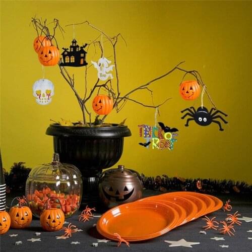 10 Pcs DIY Wooden Halloween Pumpkin Ornament Decoration Hangings Wall All Saints' Day DIY Decor Happy Halloween Party Decoration