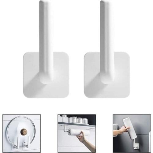 2PCS Adhesive Paper Tower Holder Wall Mount Roll Paper Towel Rack Dispenser for Kitchen Bathroom Toilet No Drilling Cabinet Hook