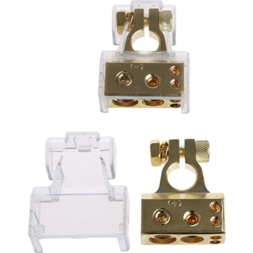 2 Pcs Gold Plated Car Battery Terminal Positive Nagative F 0/1 2 4 8 AWG Tool 0GA*1+4GA*1+8GA*2