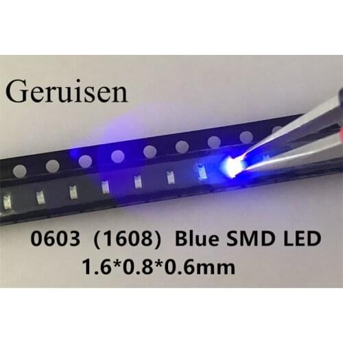 500pcs/lot Small BLUE lamp beads 0603 SMD LED 0603 BLUE Light-emitting diodes 460-470nmFree Shipping