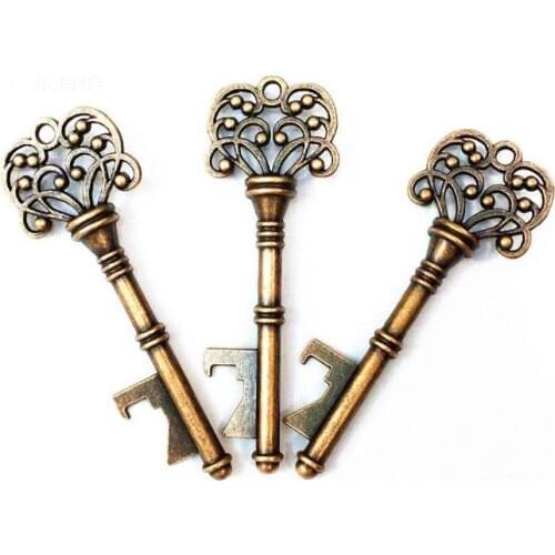 600pcs/lot Classic Creative Wedding Favors Party Back Gifts for Guest Antique Bronze Skeleton Key Bottle Opener