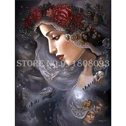 Diamond Embroidery Woman Full Square Round Diamond Painting Portrait Cross Stitch Needlework Mosaic Flower Handmade Hobby Gift