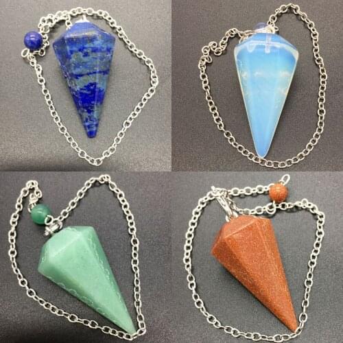 Free shipping Fashion Jewelry Lapis Lazuli Goldstone Opal Aventurine Pendulum Pendant Bead 8" WB780