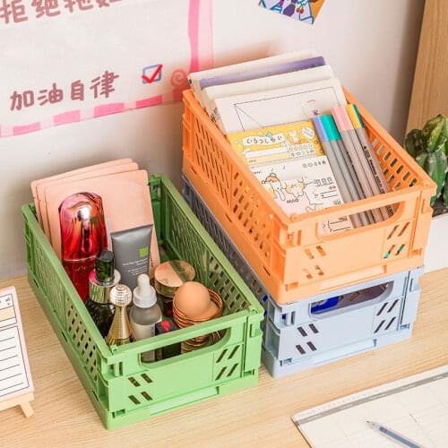 Folding Basket Desktop Storage Basket Sundries Storage Box Snack Storage Basket Storage Plastic Can Stack Stationery Basket