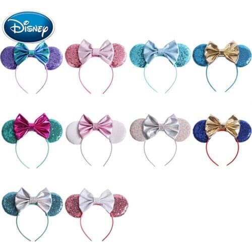 Disney Mickey sequined ear headband baby headband decoration bronzing bowknot headdress hair accessories headband holiday gift