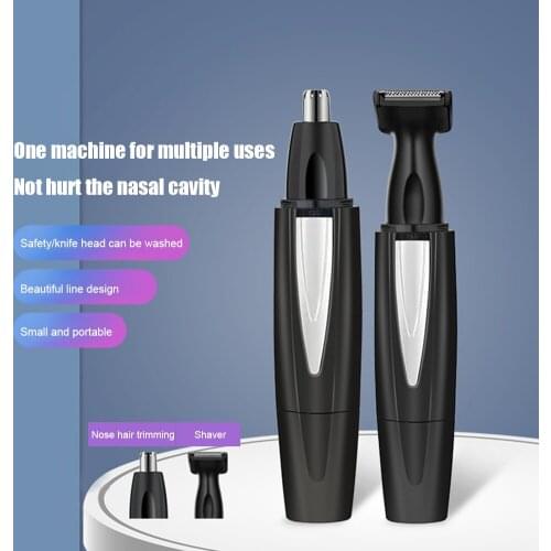 2 in 1 Electric Facial Hair Trimmer USB Charging Nose Ear Hair Shaver Eyebrow Scraper Razor Cleaner Shaving Tool