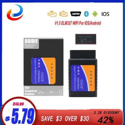 OBD2 ELM 327 V1.5 wi-fi Bluetooth PIC18F25K80 Scanner elm327 obd wifi Code Reader for Android/iOS OBD 2 Adapter Car Diagnostic