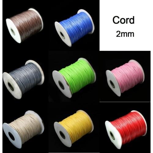 New Promotion 5m/lot 2MM Waxed Thread Cotton Cord String Strap Necklace Rope Beading Wire Line For Jewelry Making DIY Bracelet