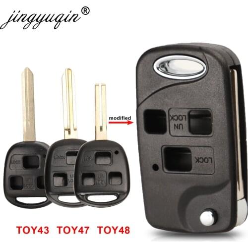 Jingyuqin 10pcs Remote Car Shell Folding Flip Key Case Fob 3 Button For Toyota Celica Avensis RAV4 Prado Camry TOY43 TOY47 TOY48