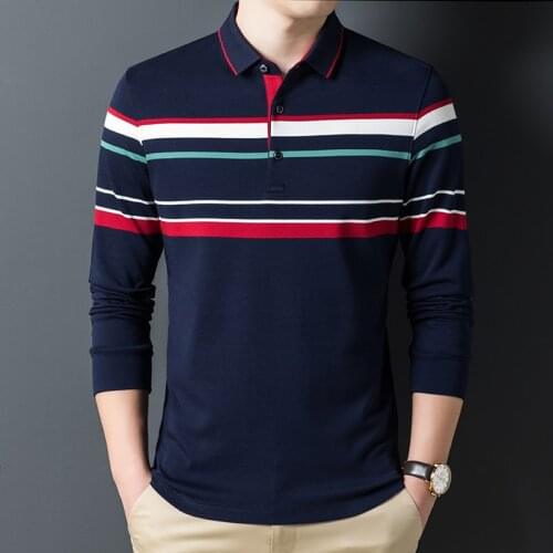 JNITTDON 2021 spring and summer long striped mens polo shirt business casual 8705