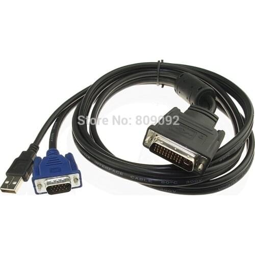 New DVI M1-DA(30+5) Pin Male to Male 15Pin VGA + USB Adapter Connection Cable for Laptop LCD Monitor Projector