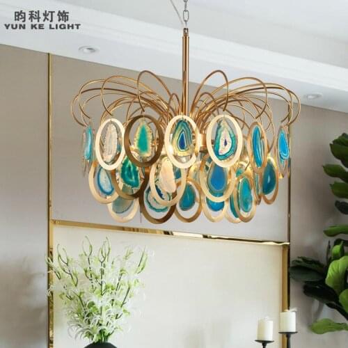 Nordic luxury living room agate chandelier art personality creative crown agate lamp restaurant club hotel villa lamp