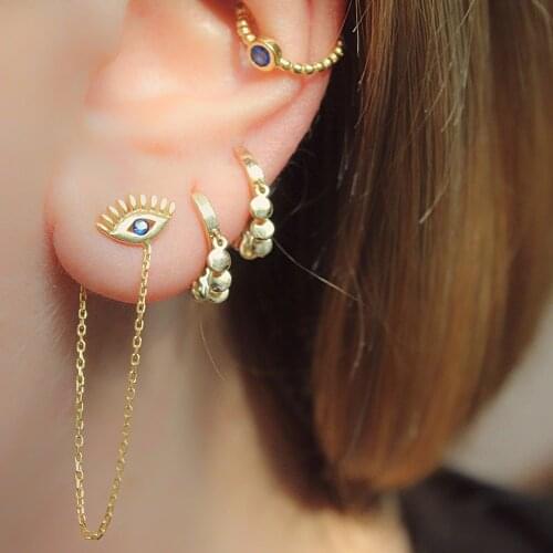 Minimal Delicate Multi Piercing Gold Color Plated Round Dots Charm Hoop Earrings For Women Cute Mini Circle Huggie Jewelry