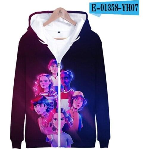 3d Printed Stranger Things Fashion Hip Hop Men/Women Zipper Hoodies Jackets Casual Long Sleeve kids Hooded Sweatshirts Tops