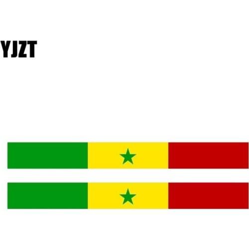 YJZT 2X 15CM*1.6CM Window Senegal Flag Motorcycle Car Sticker PVC Racing Decal 6-1161