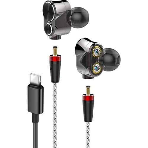 Triple Hybrid Multidriver Earphones with In-line Mic Earbuds in-Ear Headset 3 dynamic drivers moving coil for Hight-Resolat