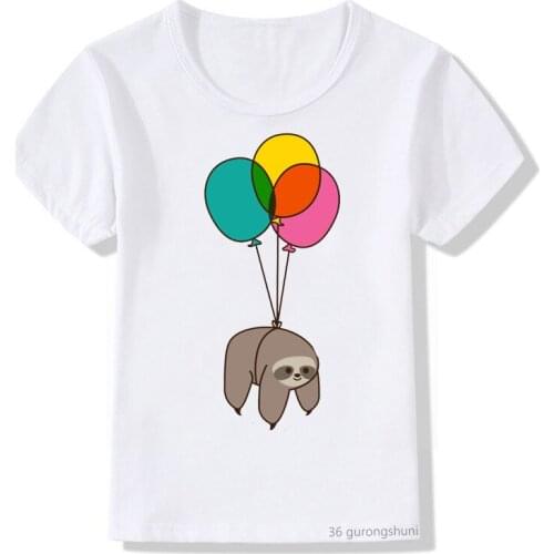 New summer style t-shirt for boys/girls funny fat bears in the forest sky with balloons cartoon summer kids tshirt casual tops